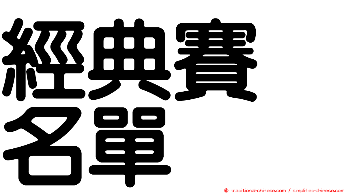 經典賽　名單